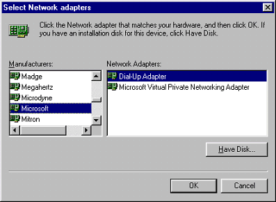 Network Adapter Window
