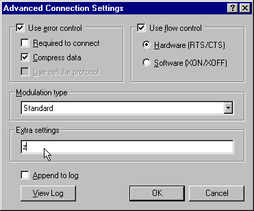 Advanced Connection Window