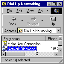 Dial-up Networking Window